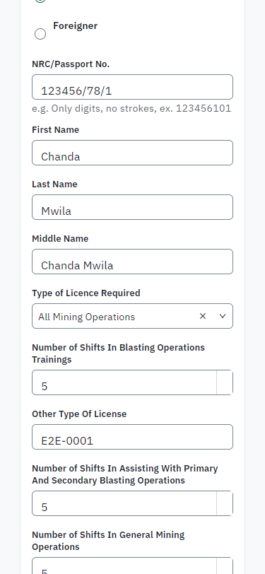 Fill in the application form (375 px phone)
