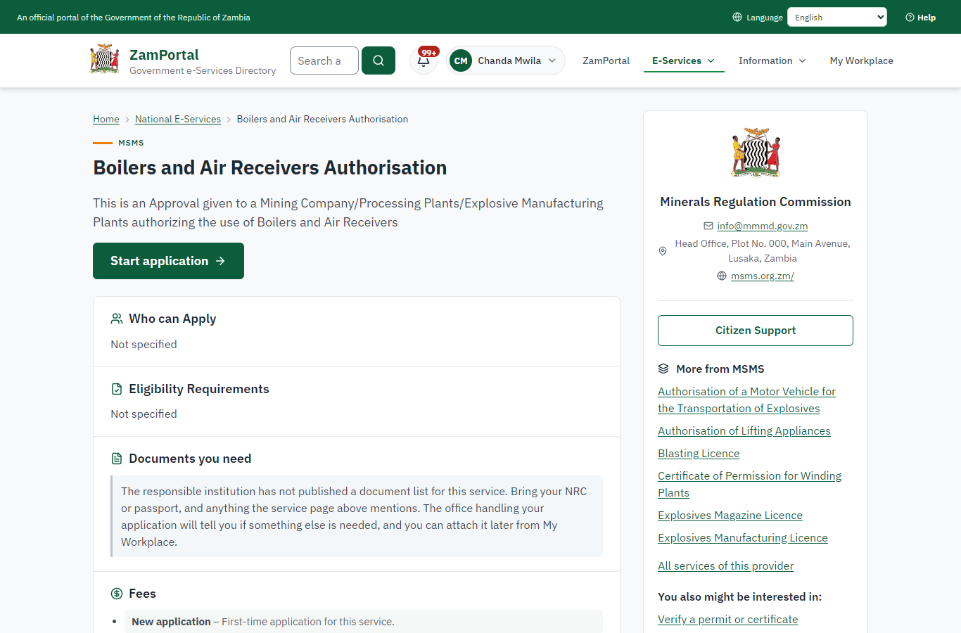 Read the service page (desktop)