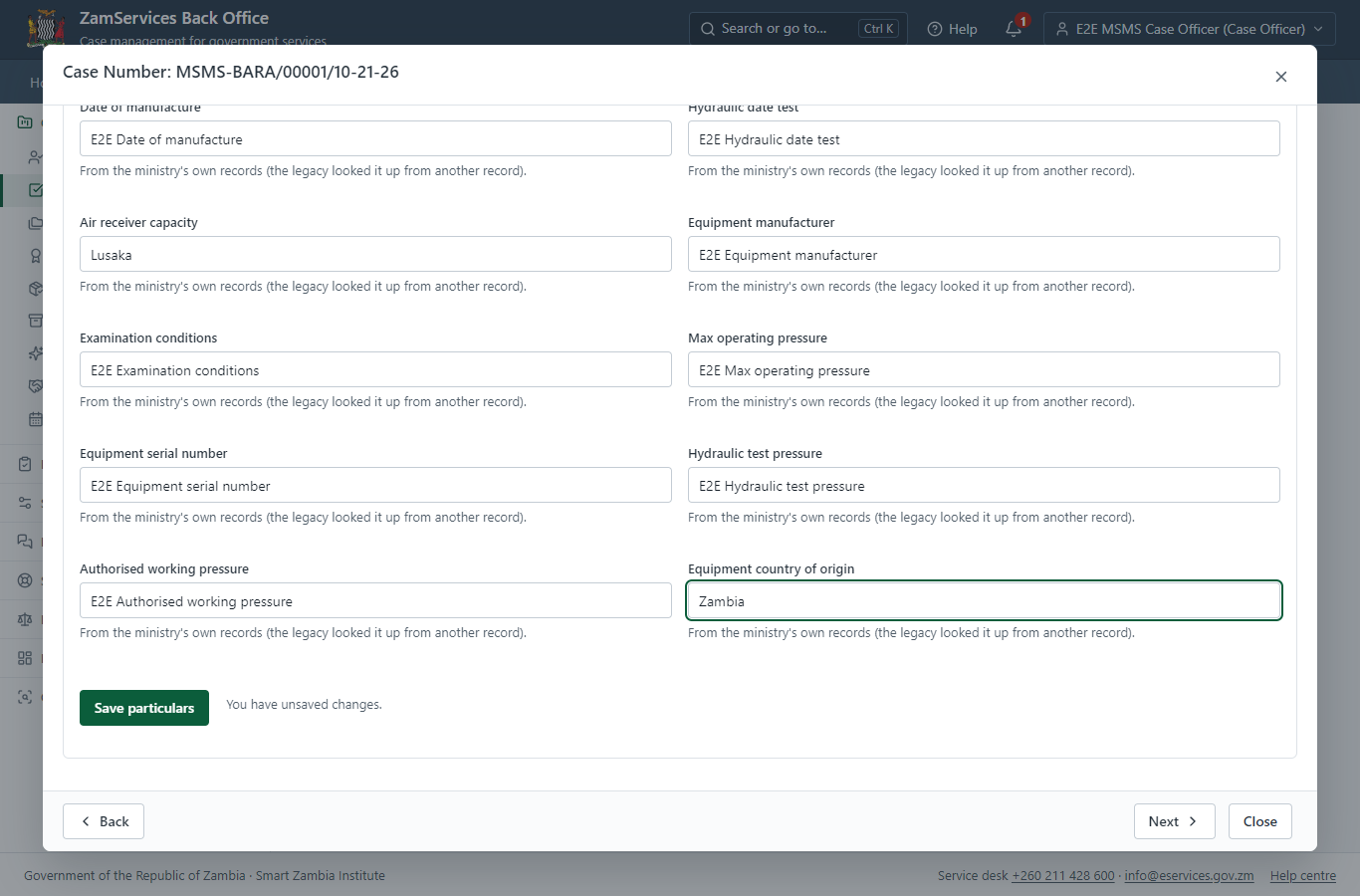 Fill in the certificate particulars (desktop)