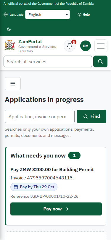 Pay the permit fee (375 px phone)
