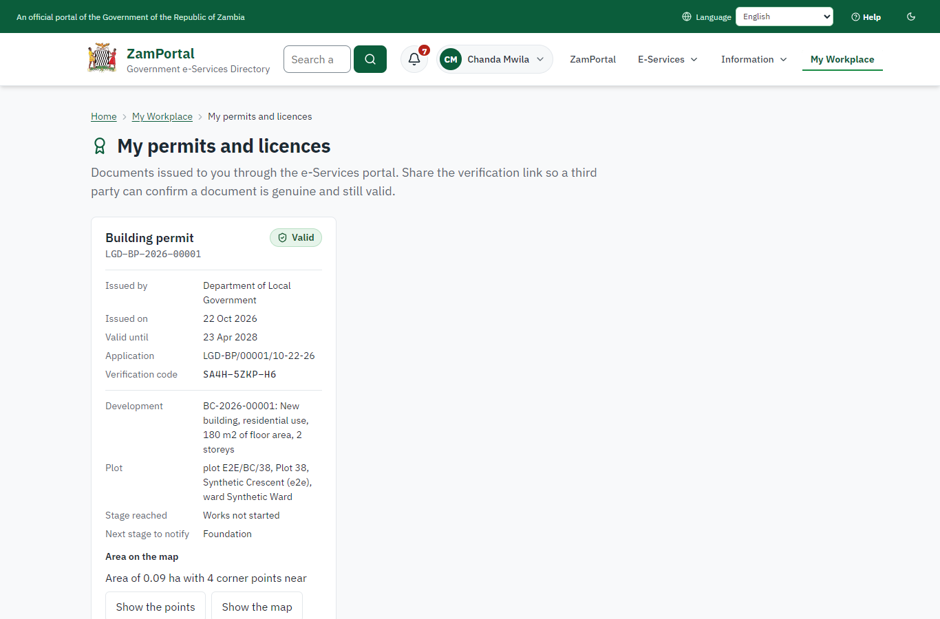 The permit in My permits (desktop)