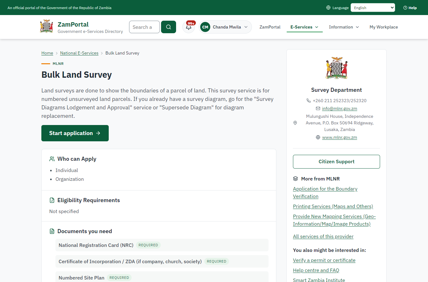 Read the service page (desktop)