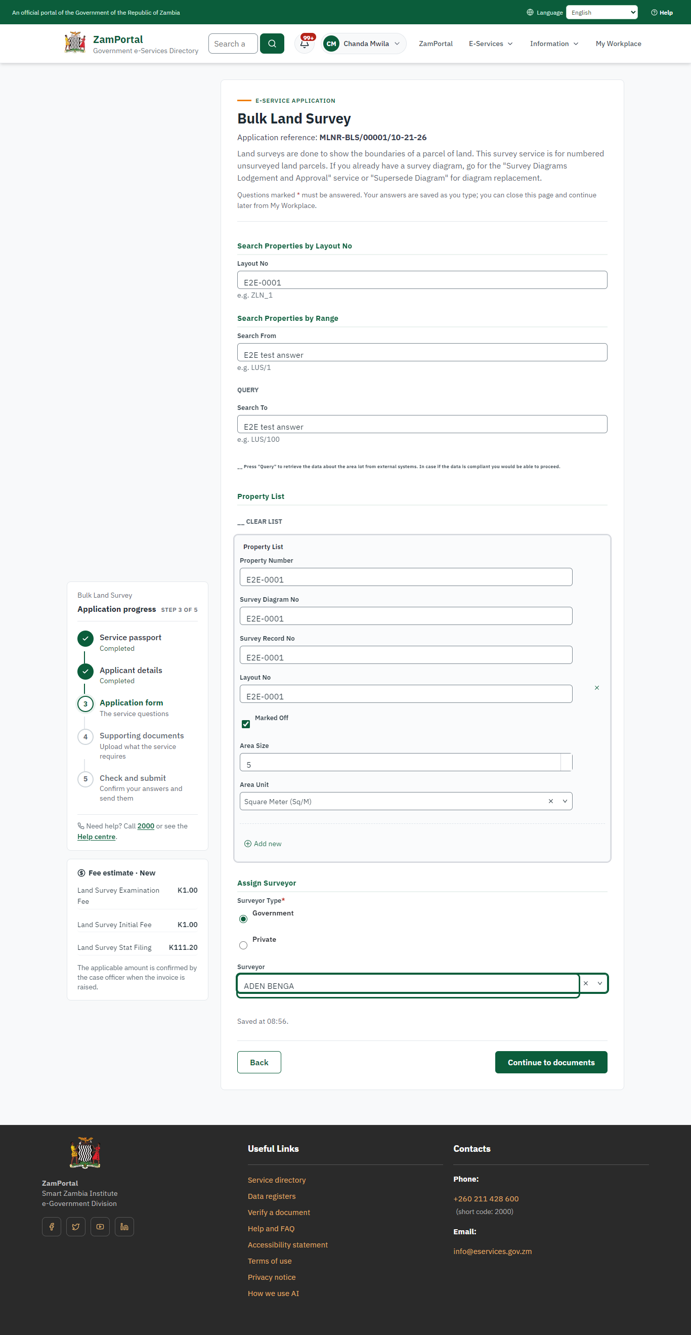 Fill in the application form (desktop)