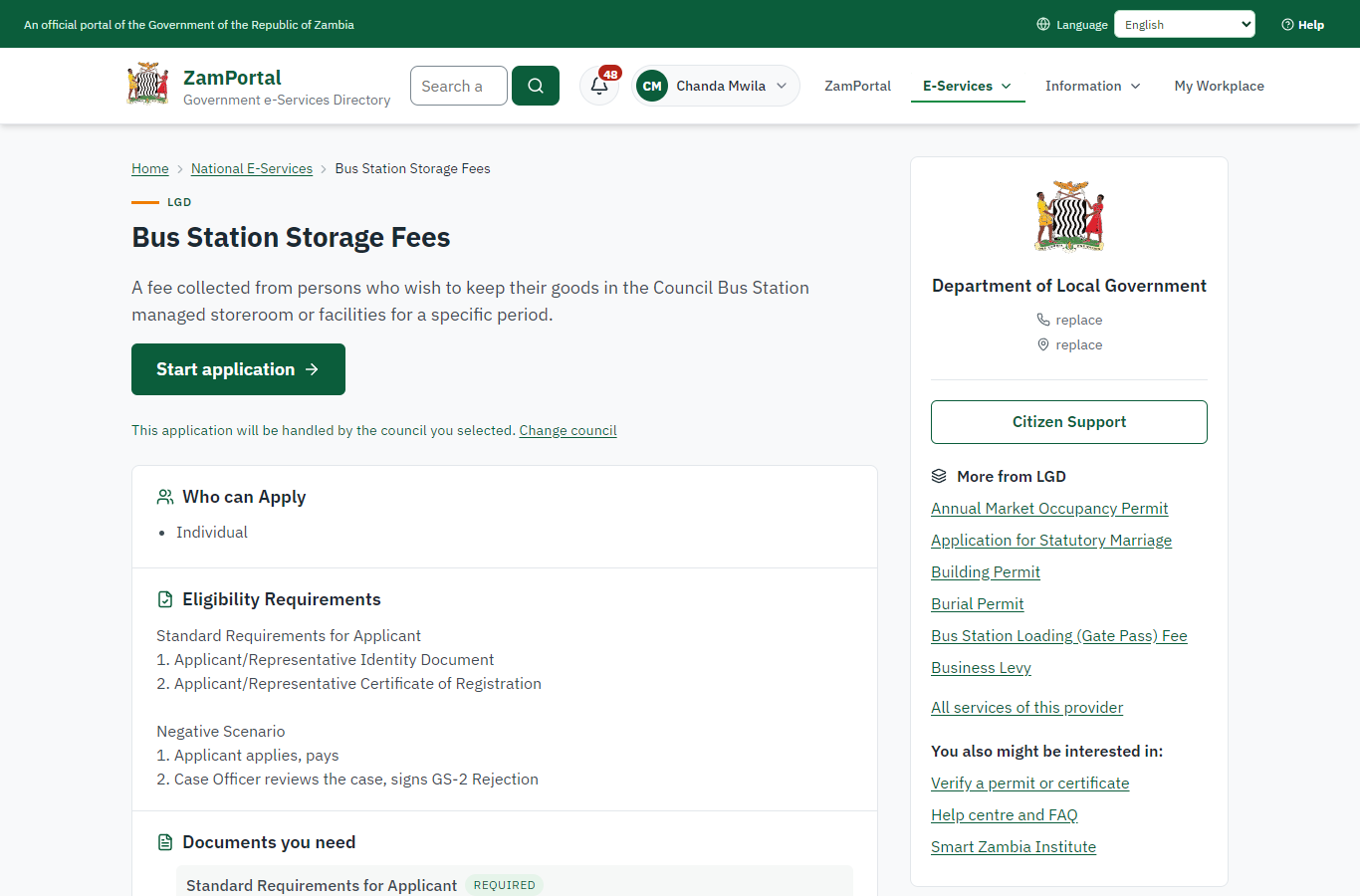 Read the service page (desktop)