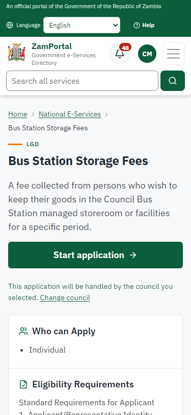 Read the service page (375 px phone)