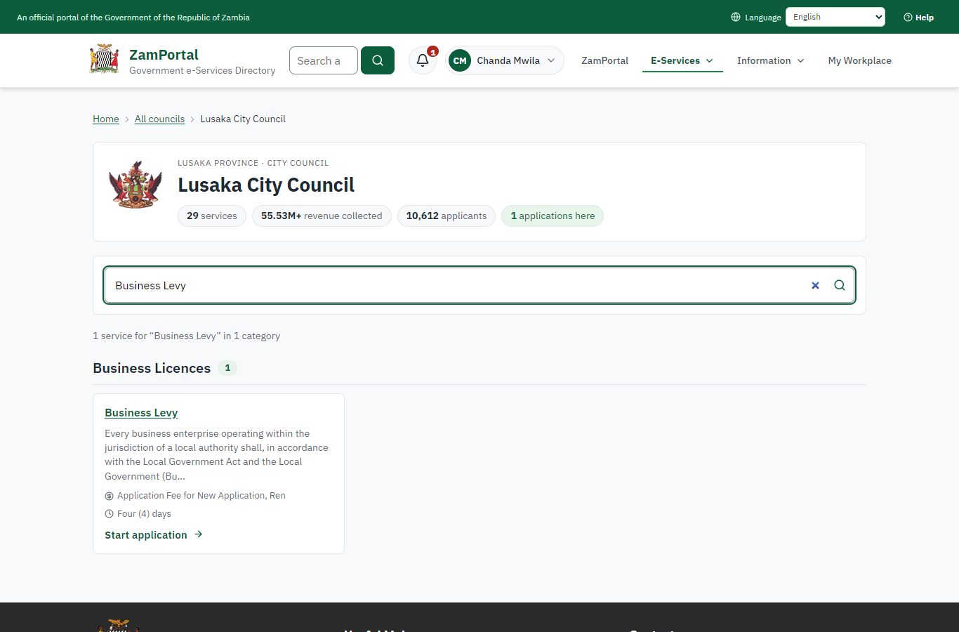 Find the service at the council (desktop)