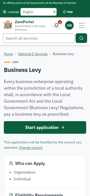 Read the service page (375 px phone)