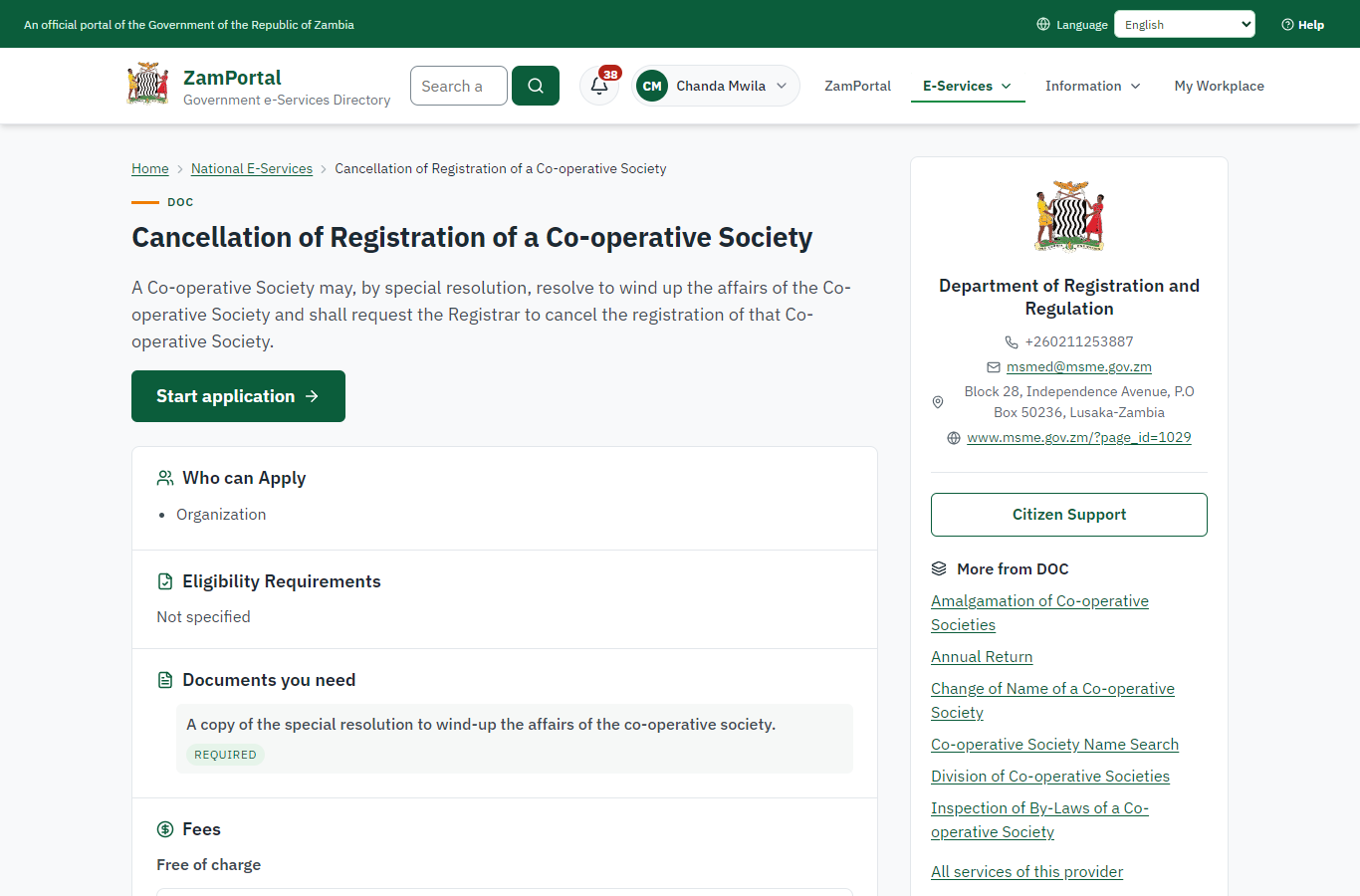 Read the service page (desktop)