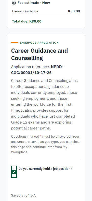 Fill in the application form (375 px phone)