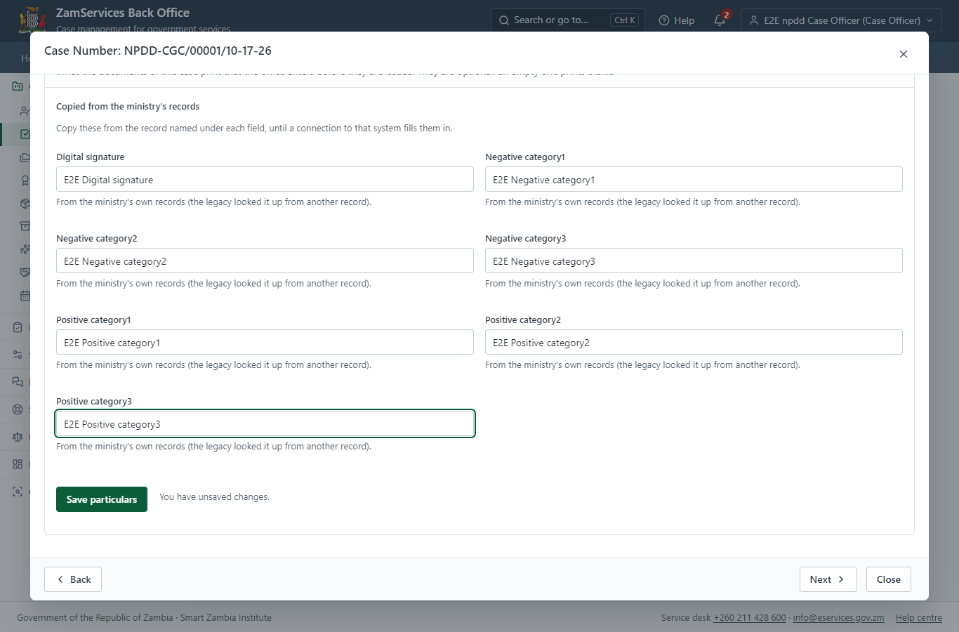 Fill in the certificate particulars (desktop)