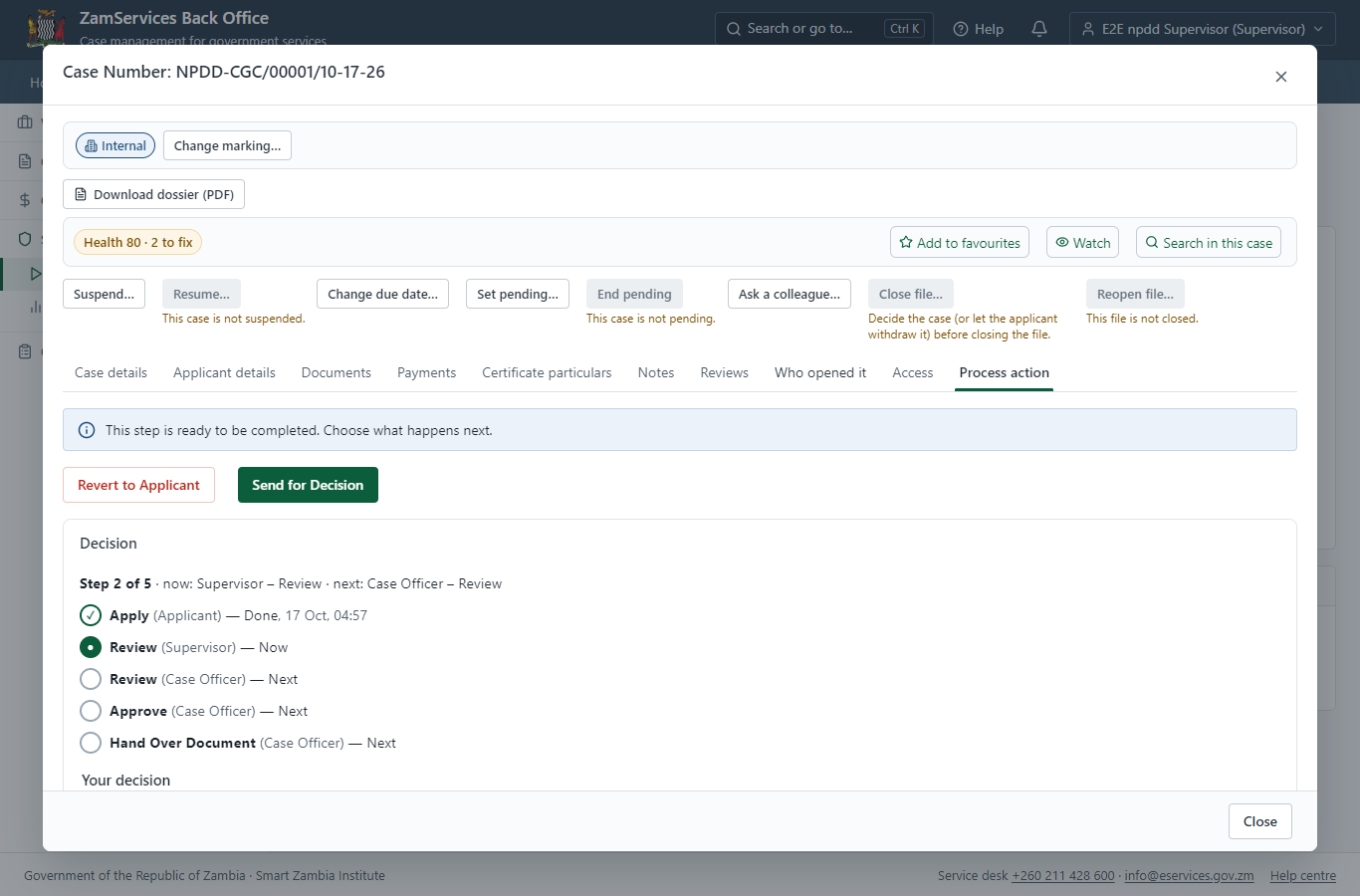 Review, Inspect, Assign to Case Officer (desktop)