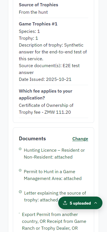 Check the answers and confirm the declaration (375 px phone)