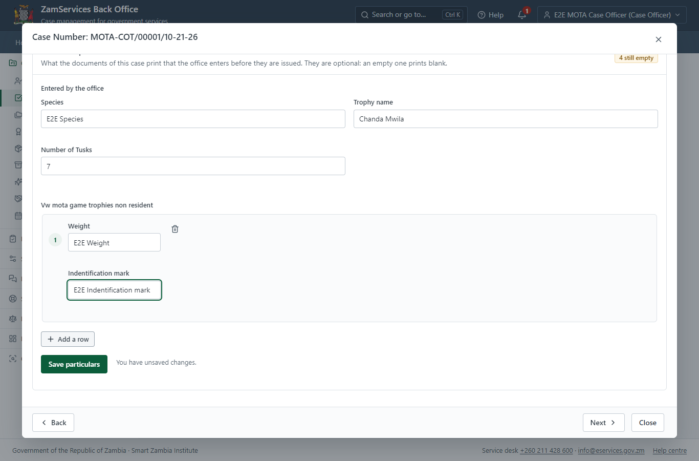 Fill in the certificate particulars (desktop)