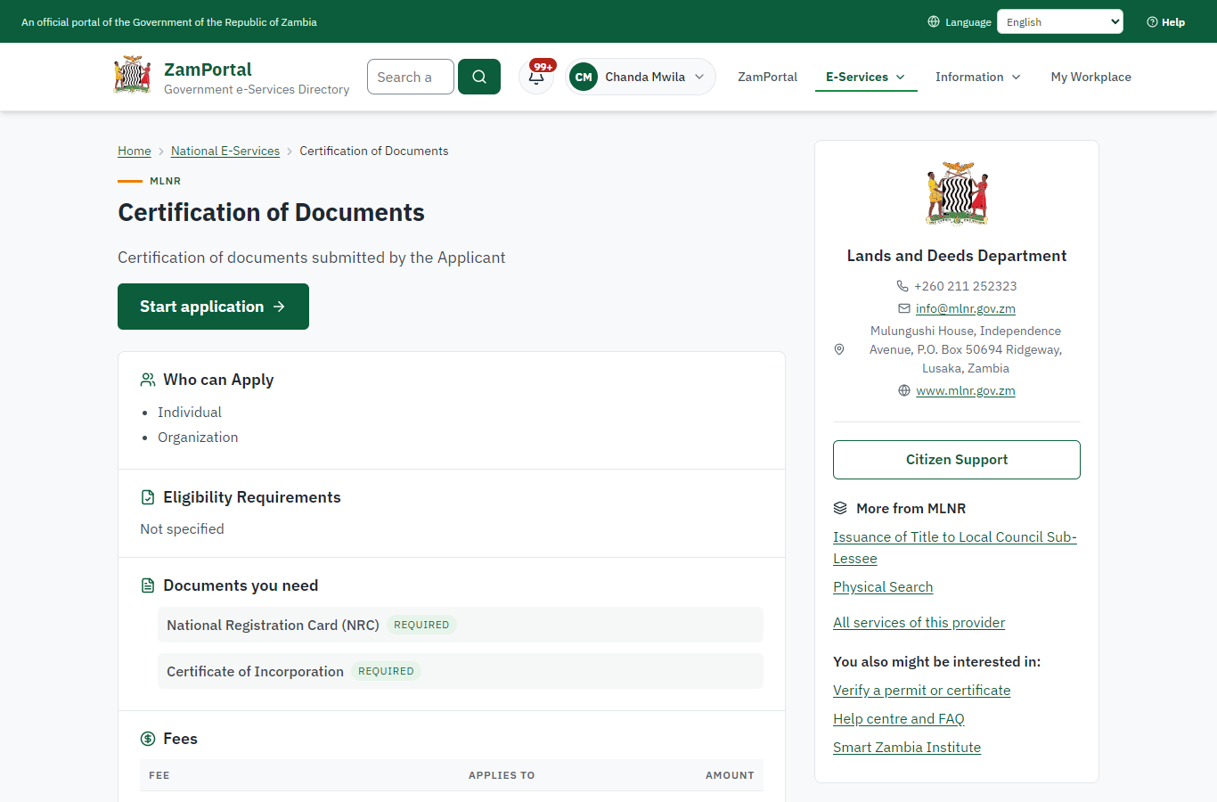 Read the service page (desktop)