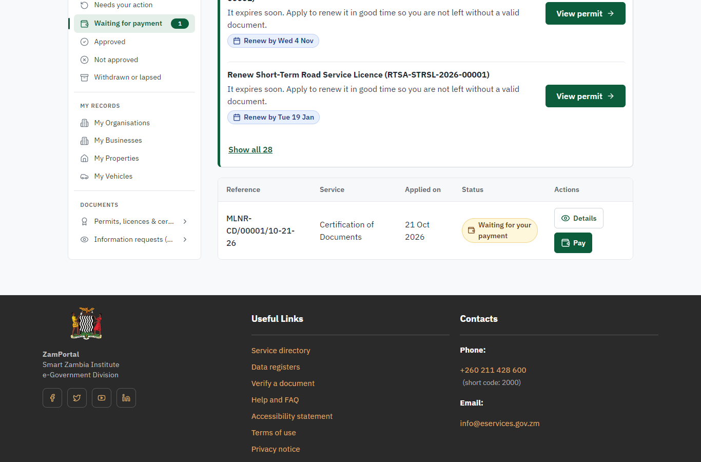 See that the fee is due (desktop)