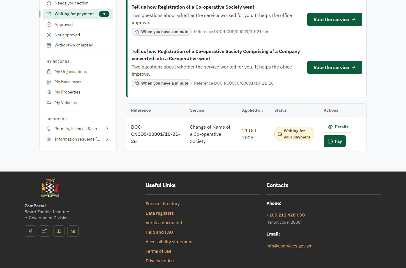 See that the fee is due (desktop)