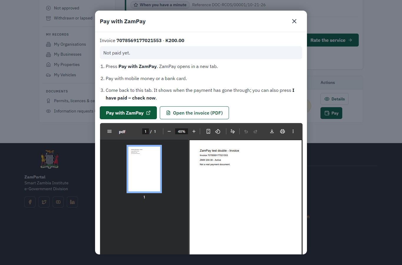 Pay with ZamPay (desktop)