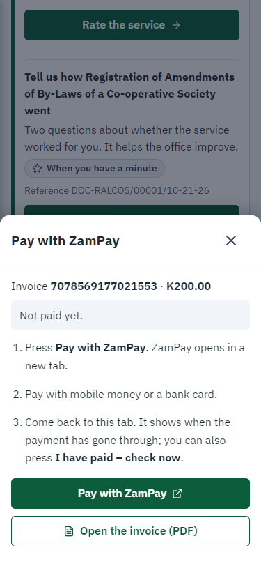 Pay with ZamPay (375 px phone)