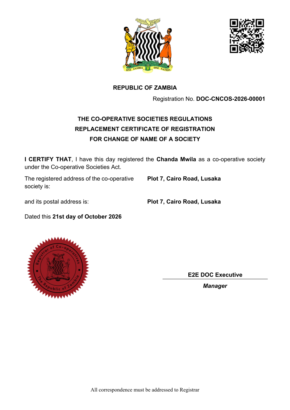 Certificate of Registration (sealed PDF)