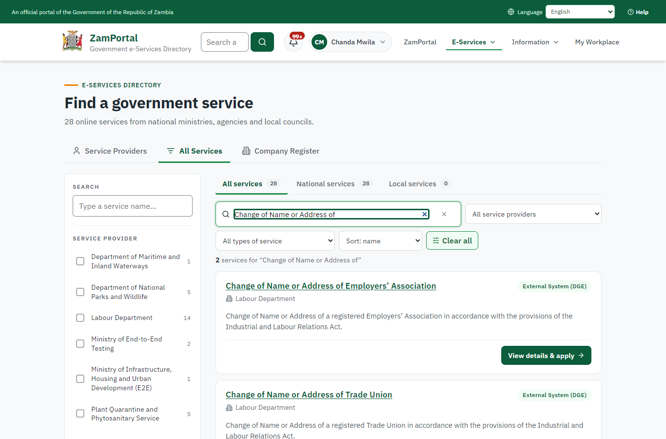 Find the service (desktop)