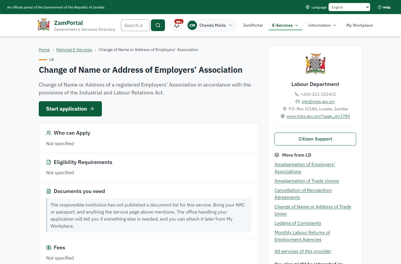 Read the service page (desktop)