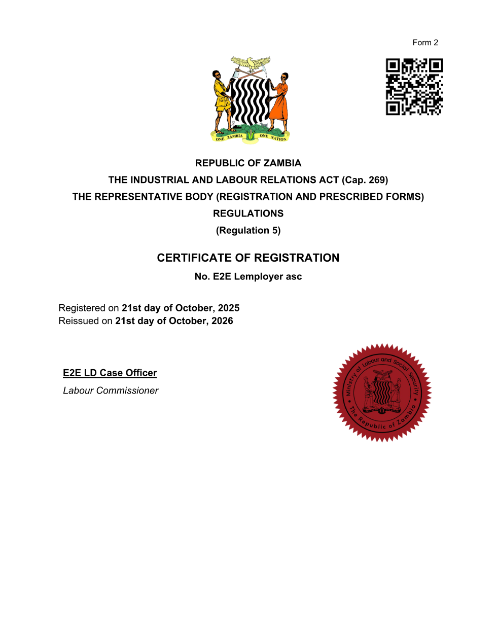 Certificate of Registration (sealed PDF)