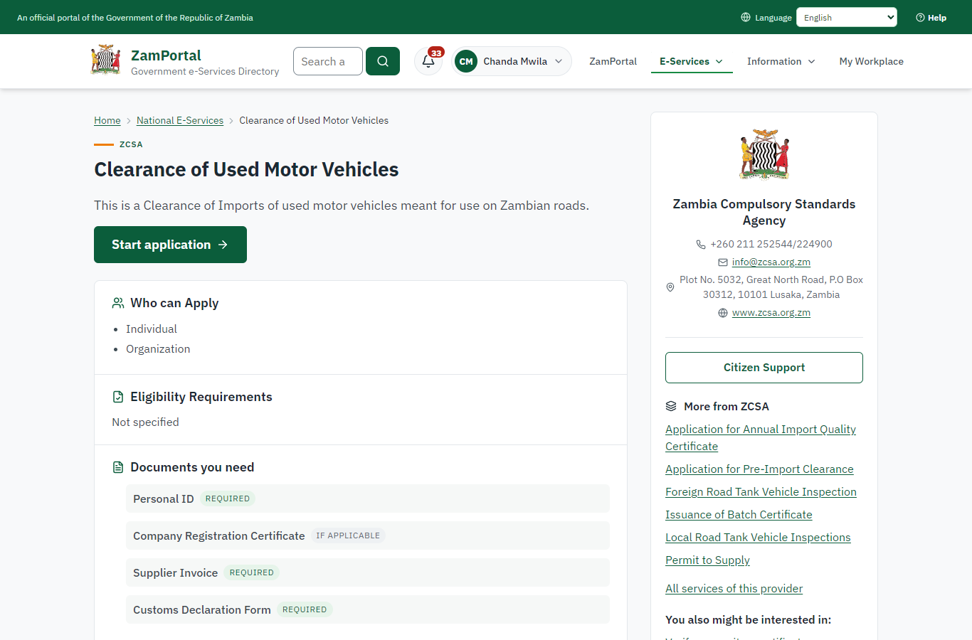 Read the service page (desktop)