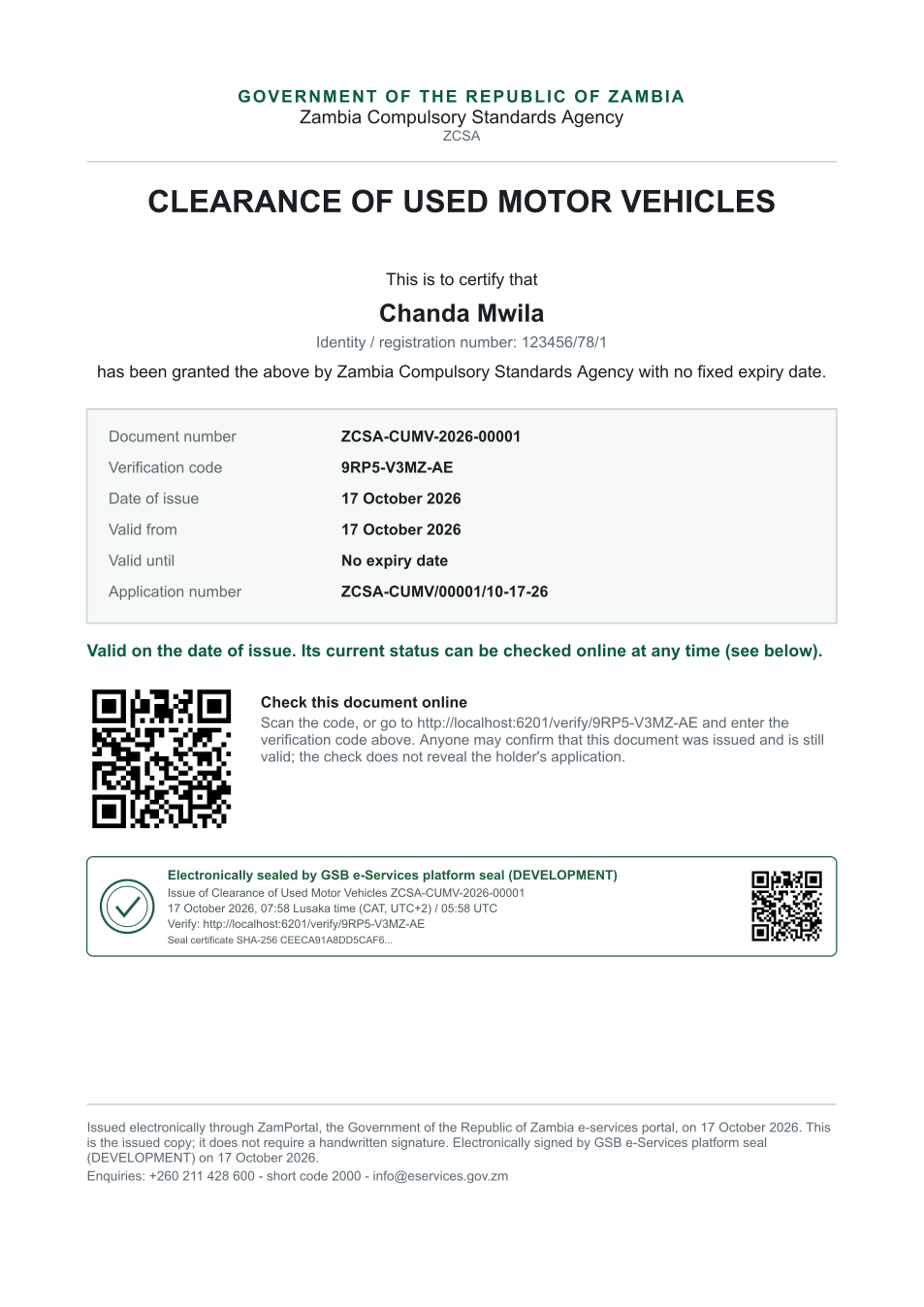 Clearance of Used Motor Vehicles (sealed PDF)