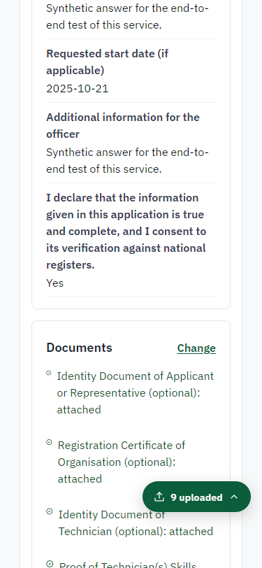 Check the answers and confirm the declaration (375 px phone)