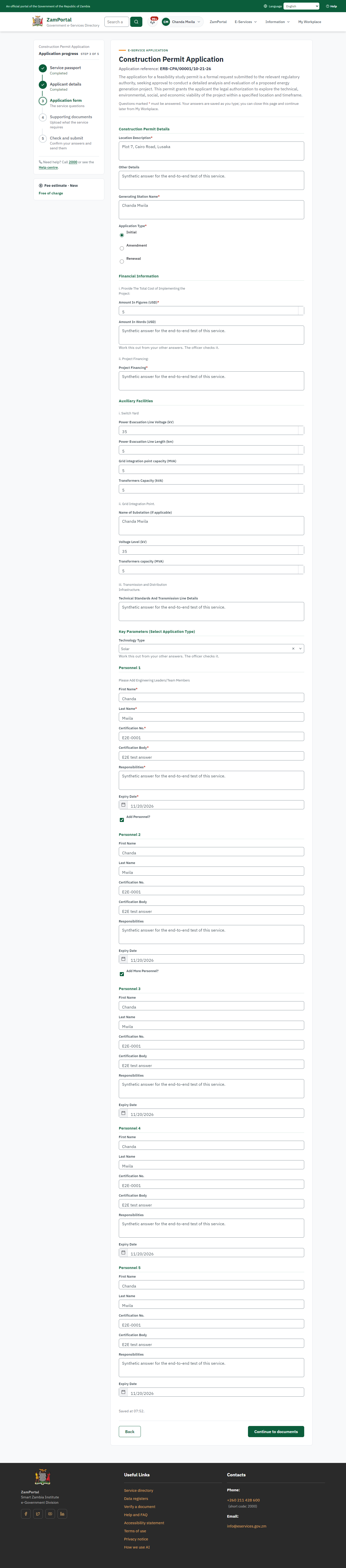 Fill in the application form (desktop)