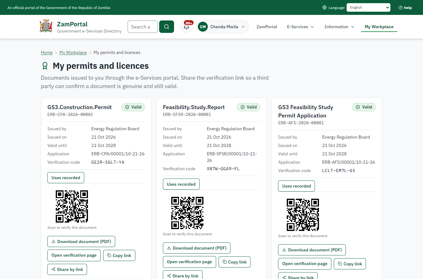 The document in My permits (desktop)