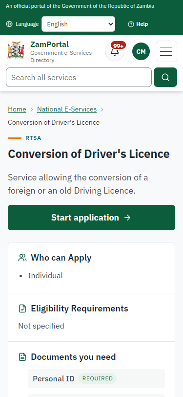 Read the service page (375 px phone)