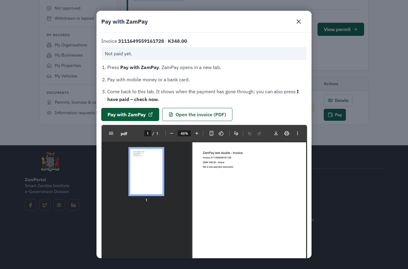 Pay with ZamPay (desktop)