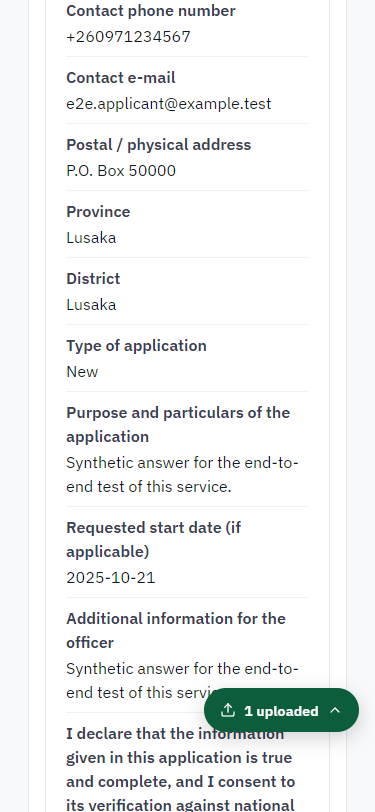Check the answers and confirm the declaration (375 px phone)
