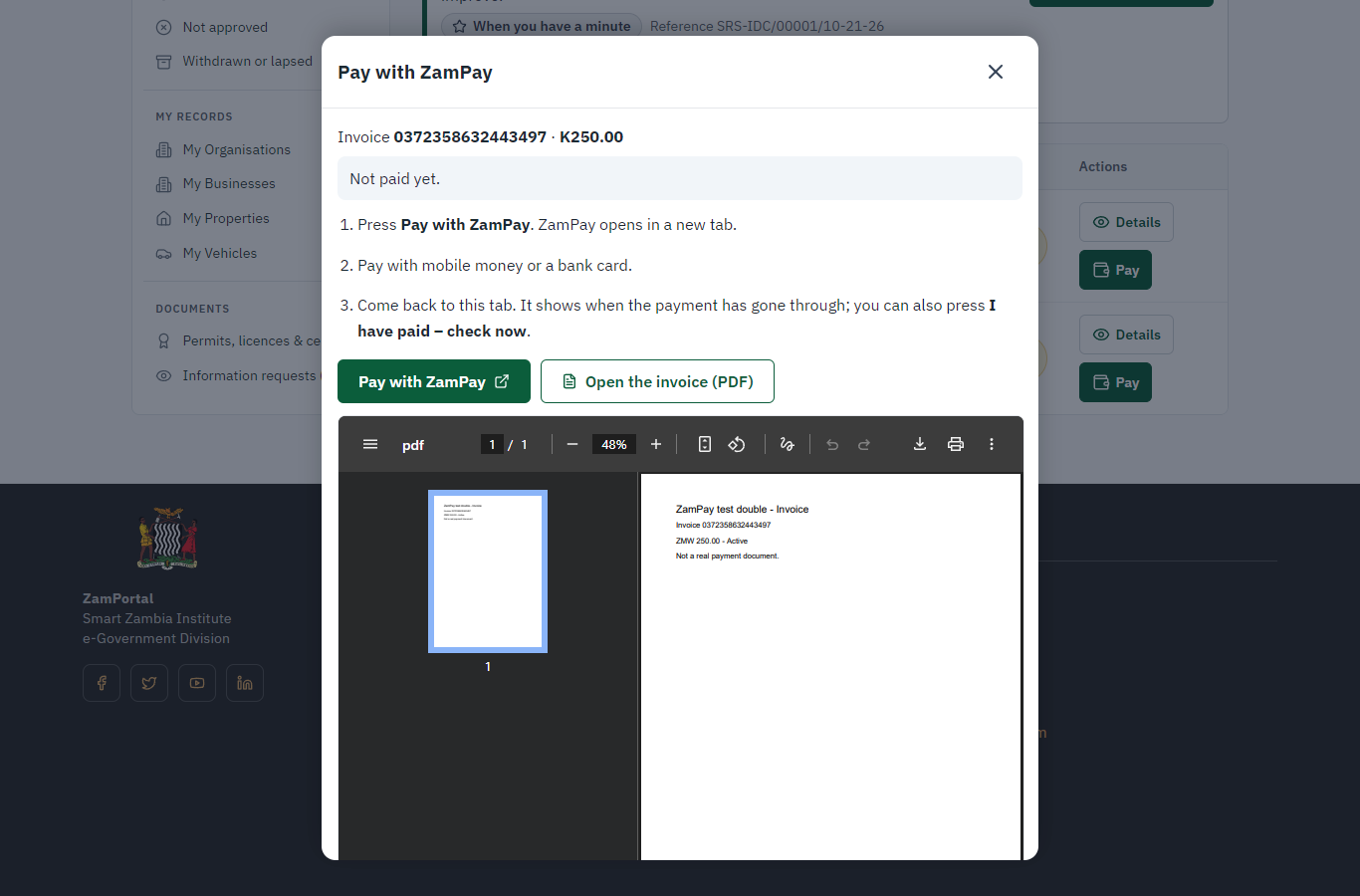 Pay with ZamPay (desktop)