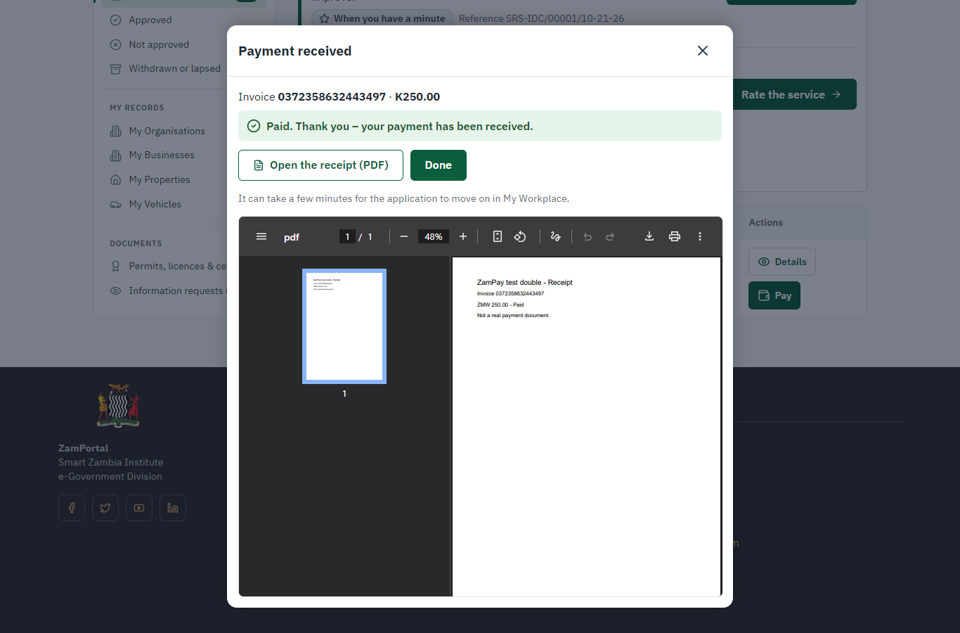 Payment received (desktop)