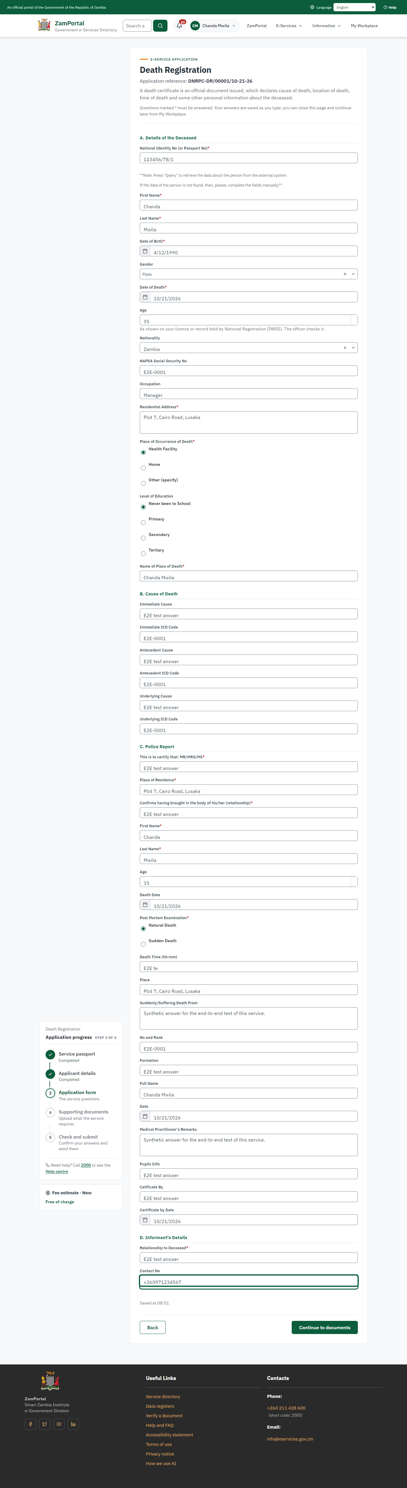 Fill in the application form (desktop)