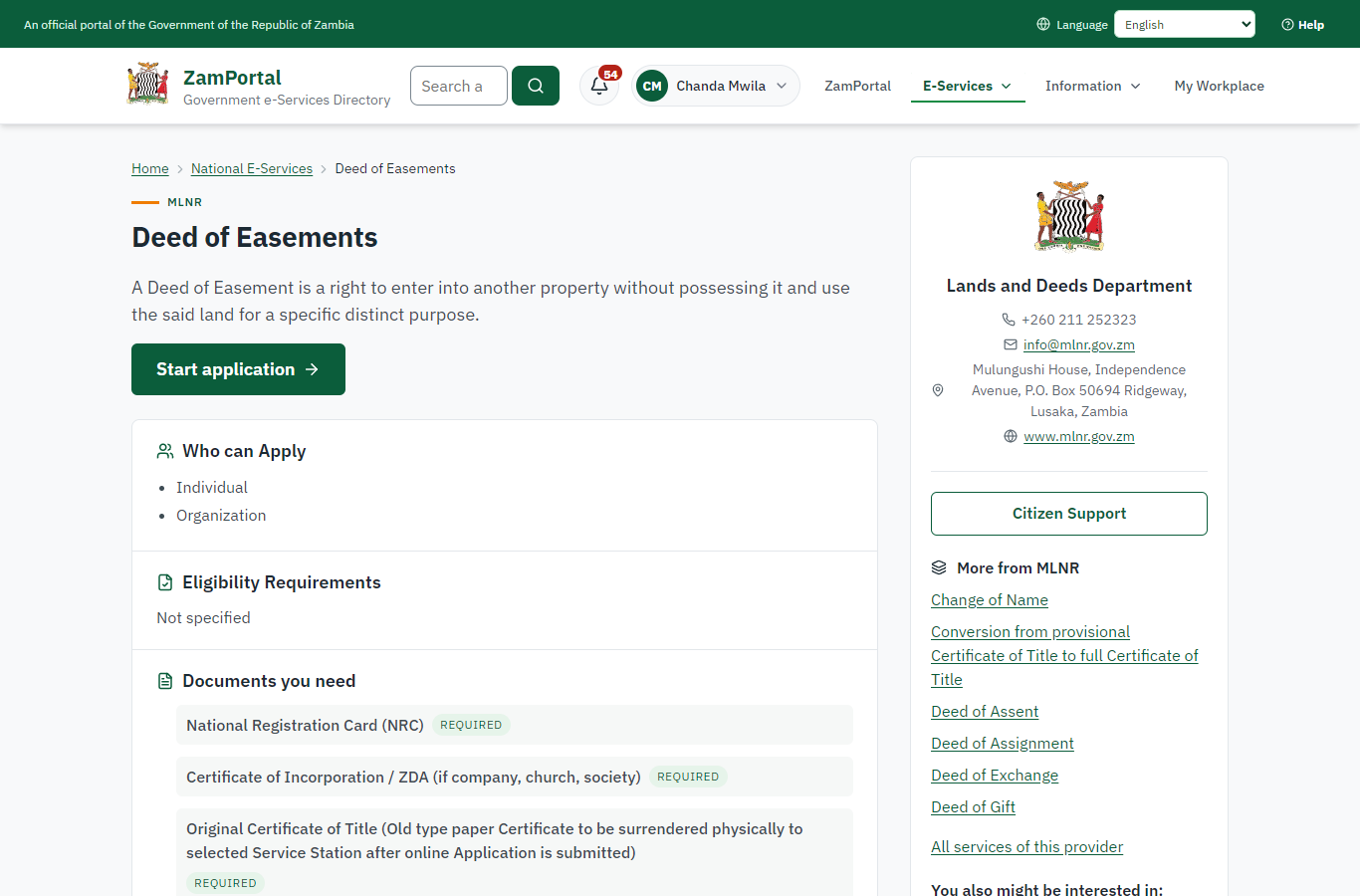 Read the service page (desktop)