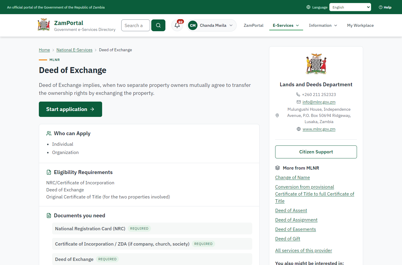Read the service page (desktop)