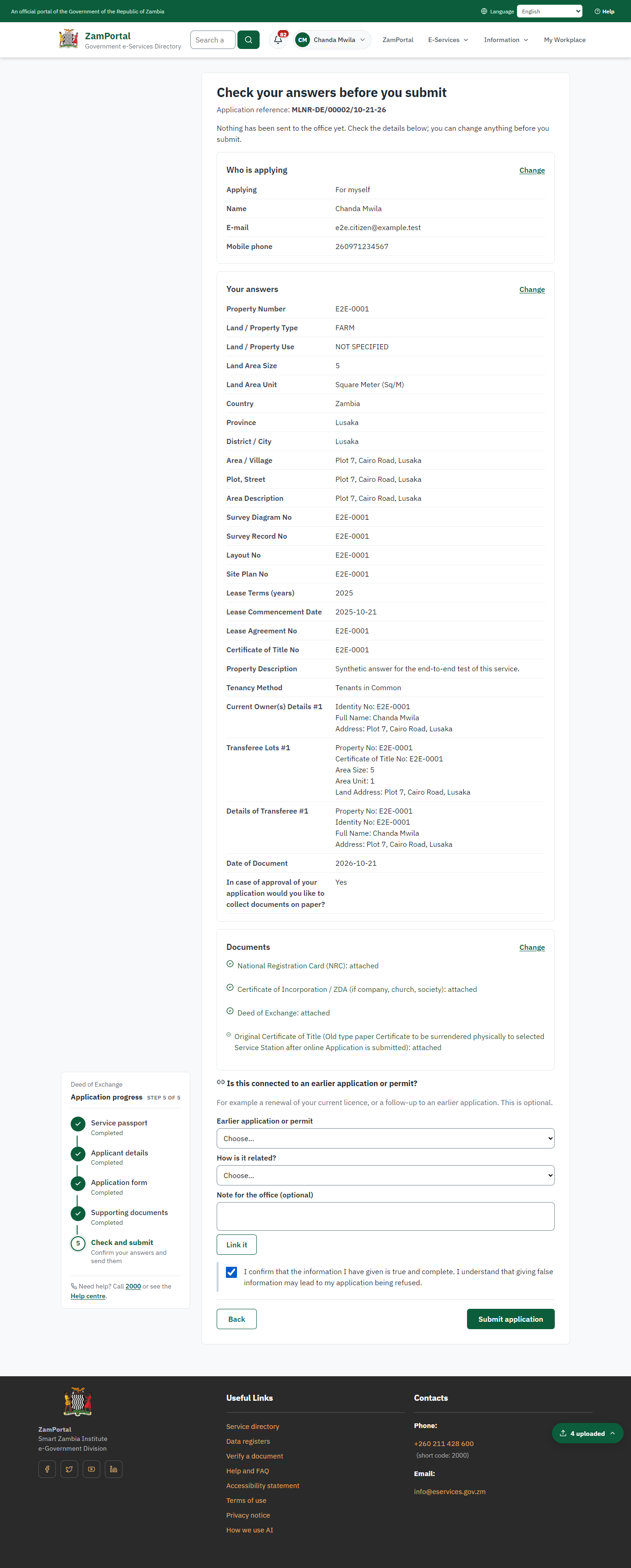 Check the answers and confirm the declaration (desktop)