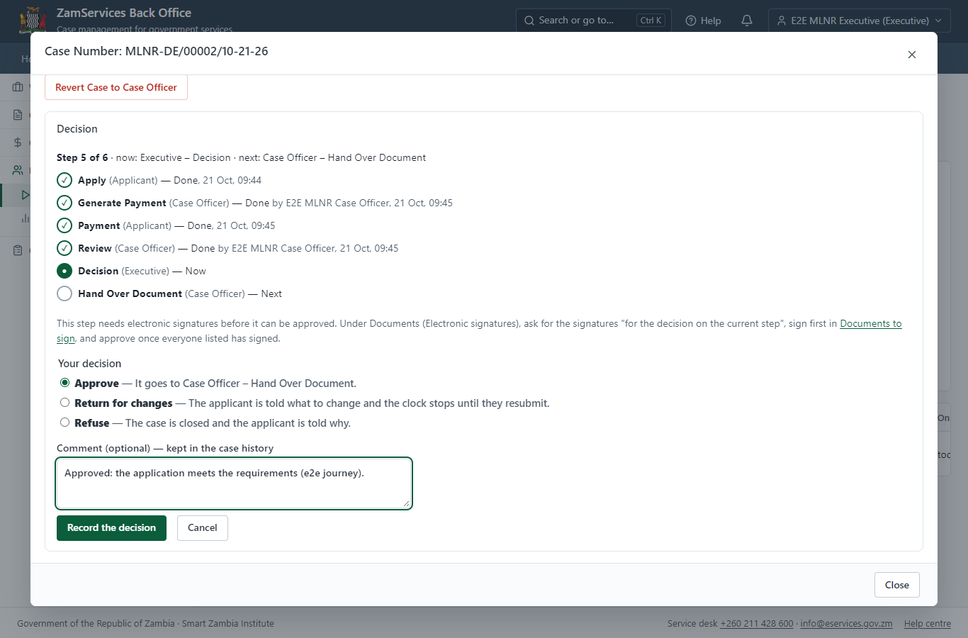 Decide: Review, Inspect, e-Sign Executive (desktop)