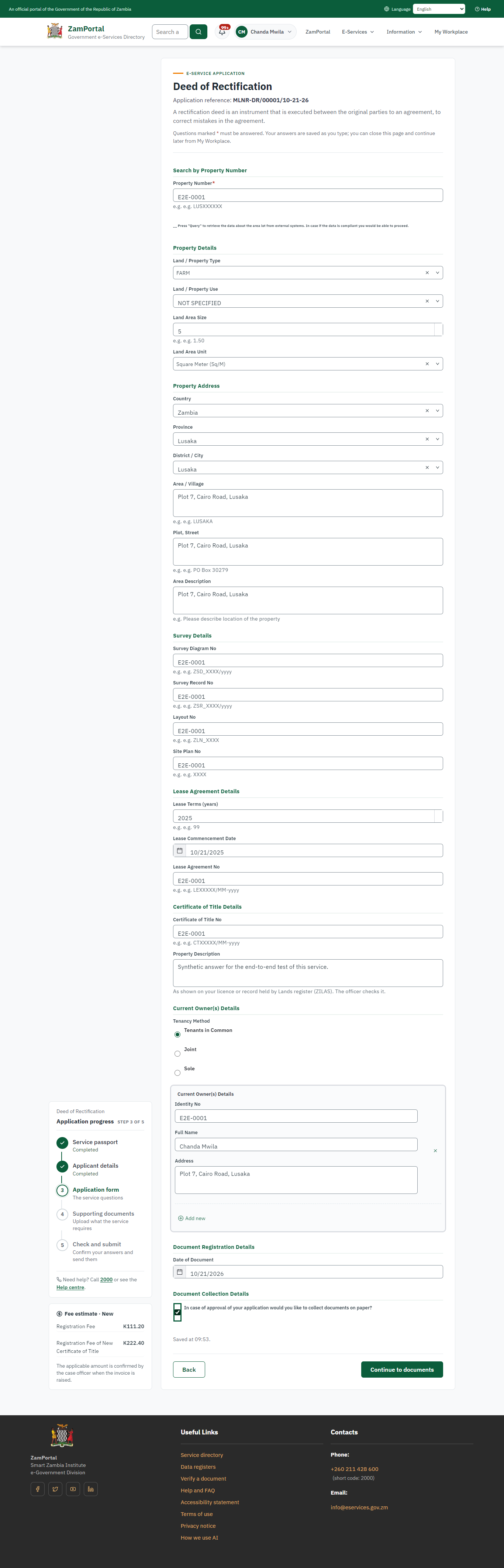 Fill in the application form (desktop)