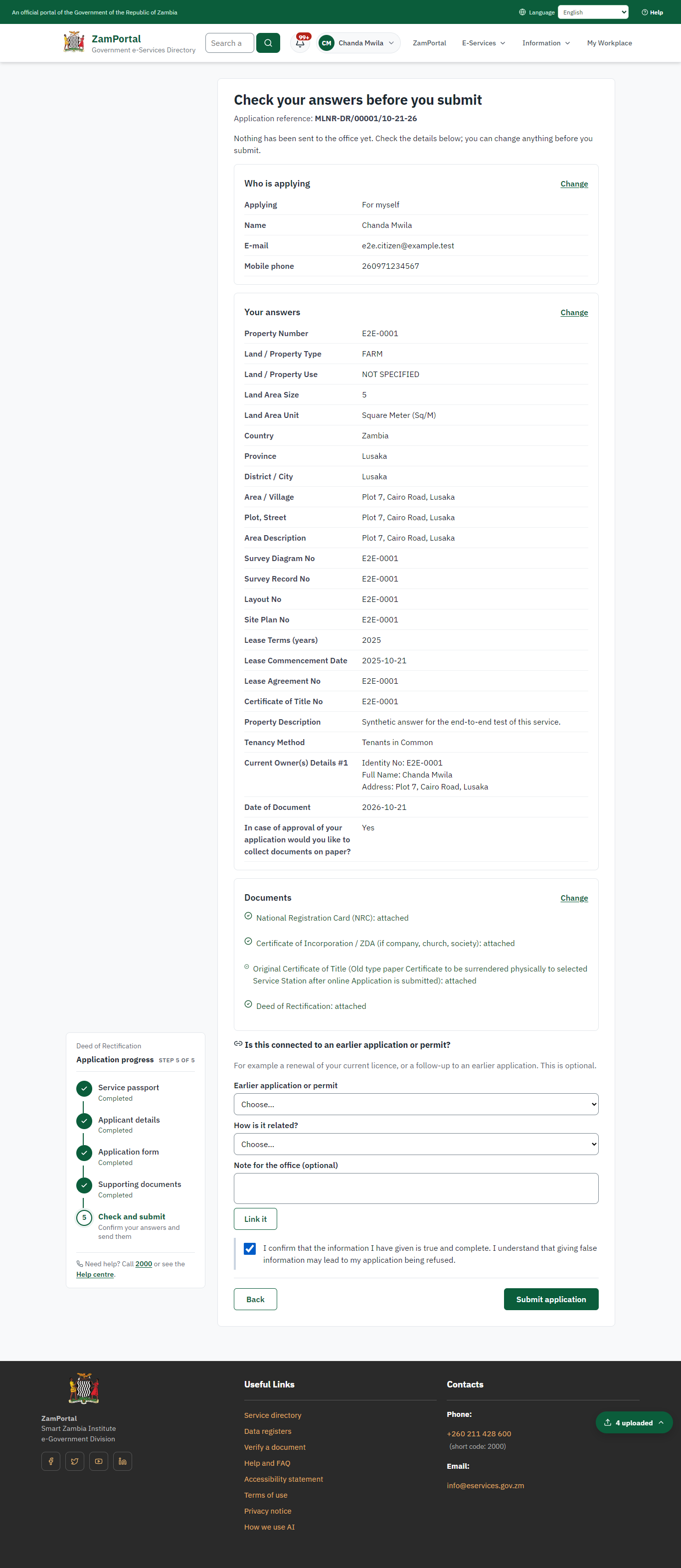 Check the answers and confirm the declaration (desktop)