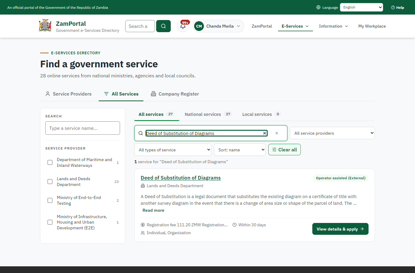 Find the service (desktop)
