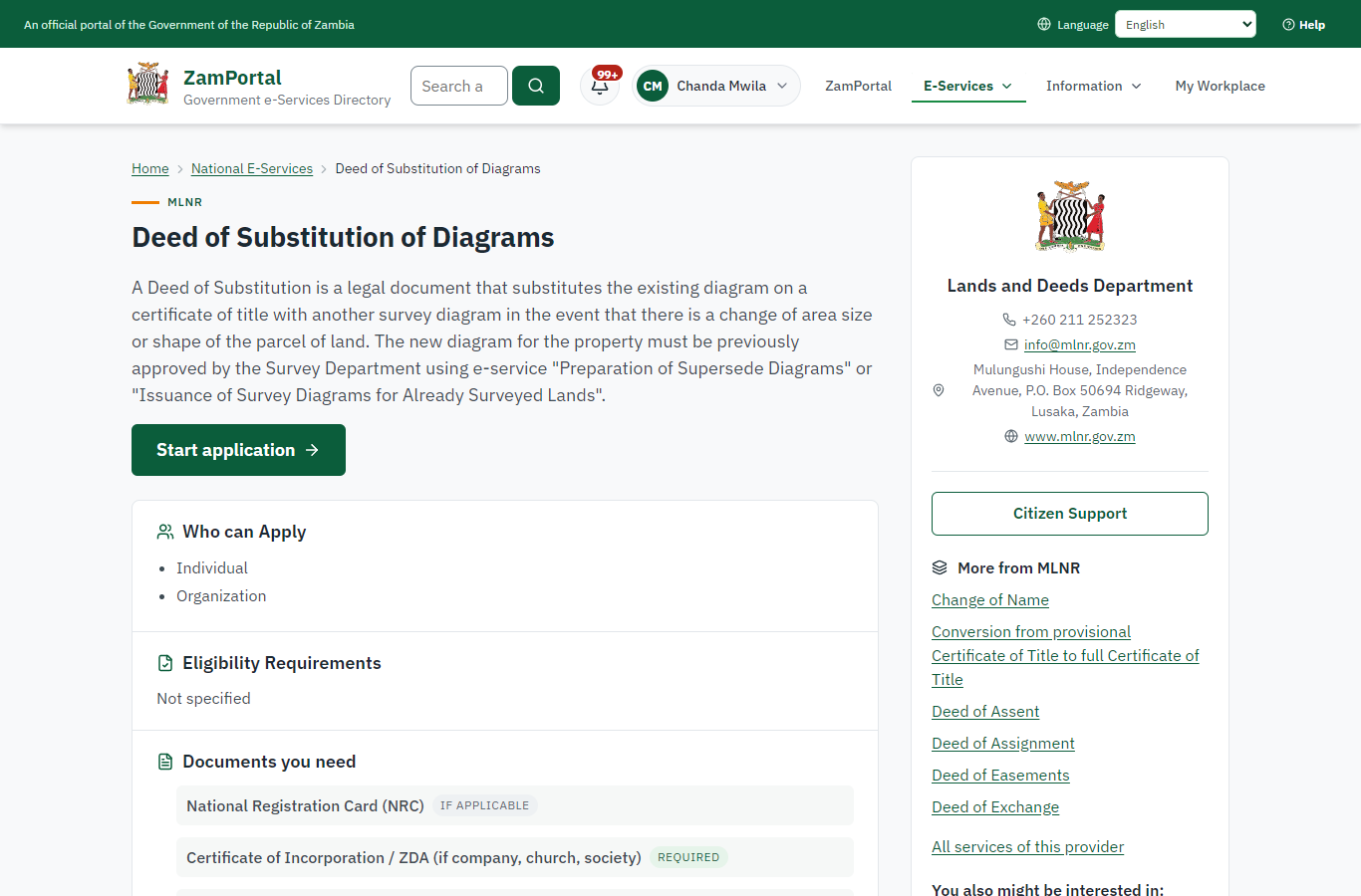 Read the service page (desktop)