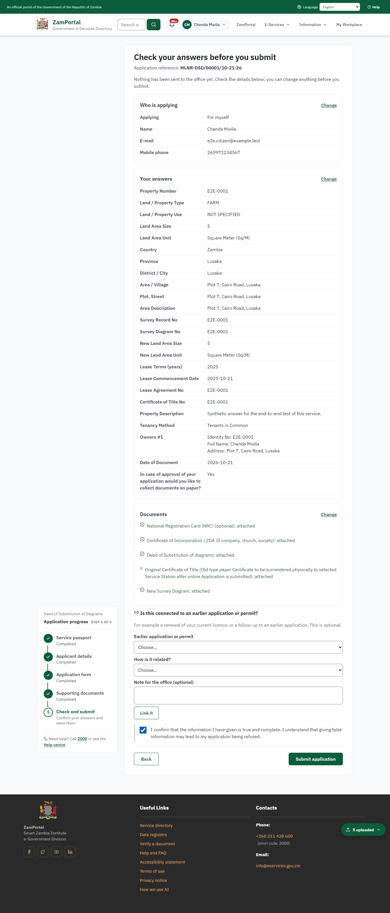 Check the answers and confirm the declaration (desktop)