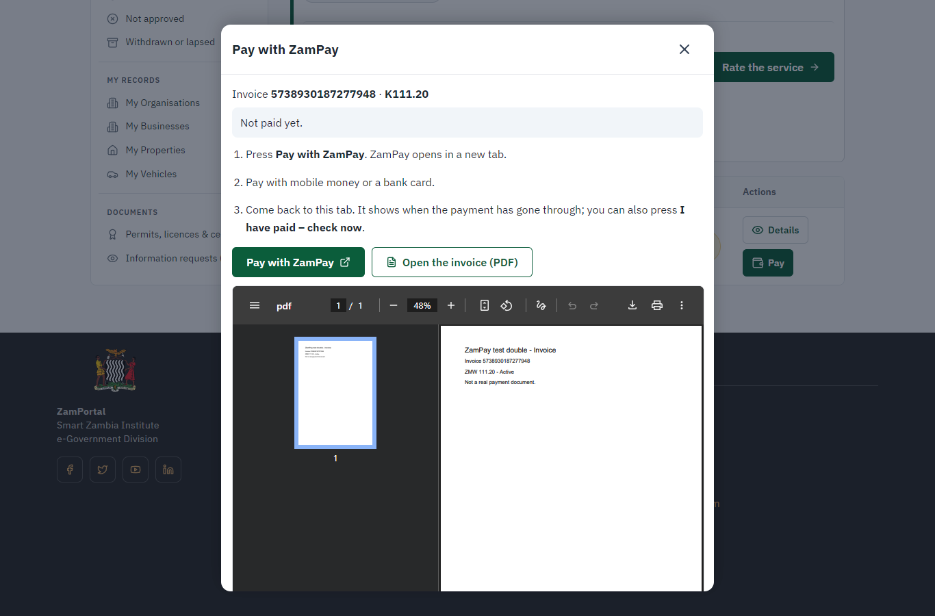 Pay with ZamPay (desktop)
