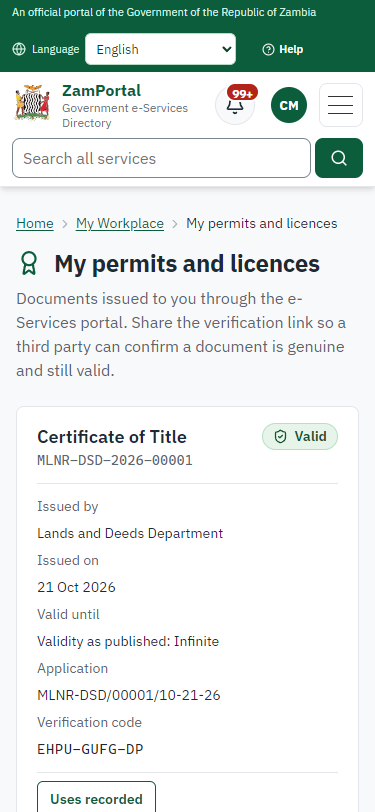 The document in My permits (375 px phone)