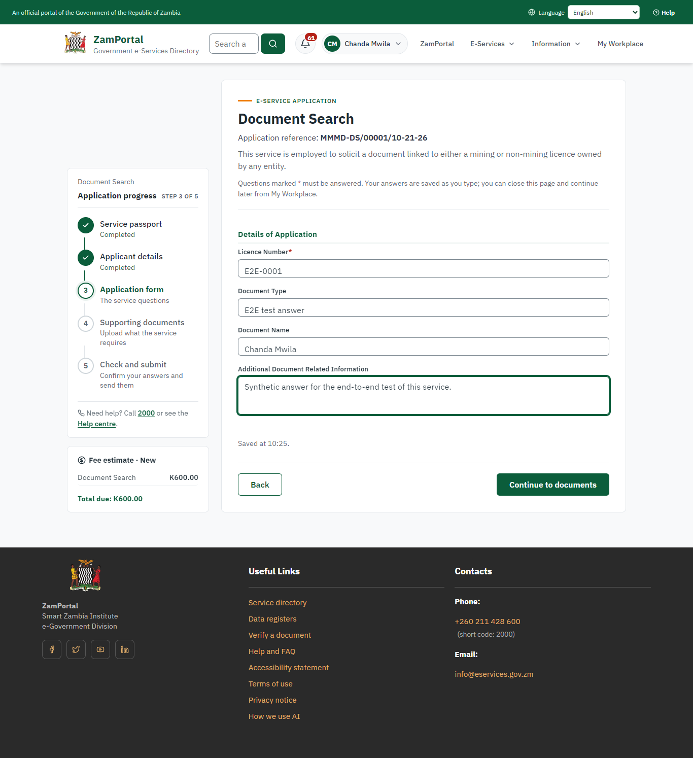 Fill in the application form (desktop)