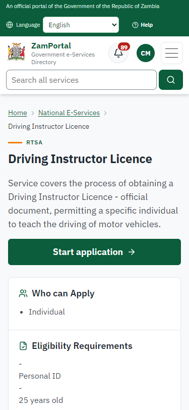 Read the service page (375 px phone)
